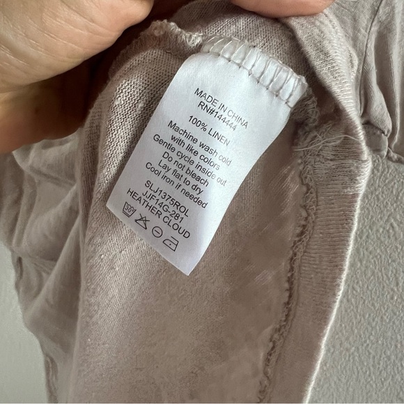 Joe's 100% Linen Cream Tan Classic Tee T-Shirt Heather Cloud Medium - Picture 5 of 6